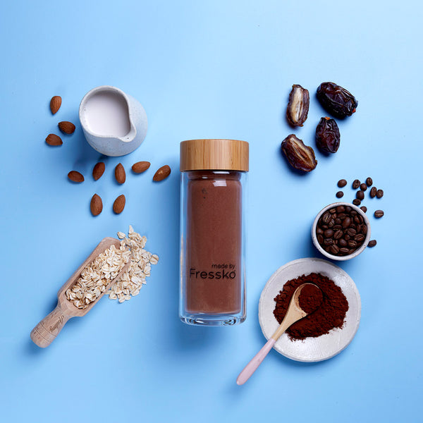 Morning Almond Cappuccino Smoothie  in Fressko RISE glass flask
